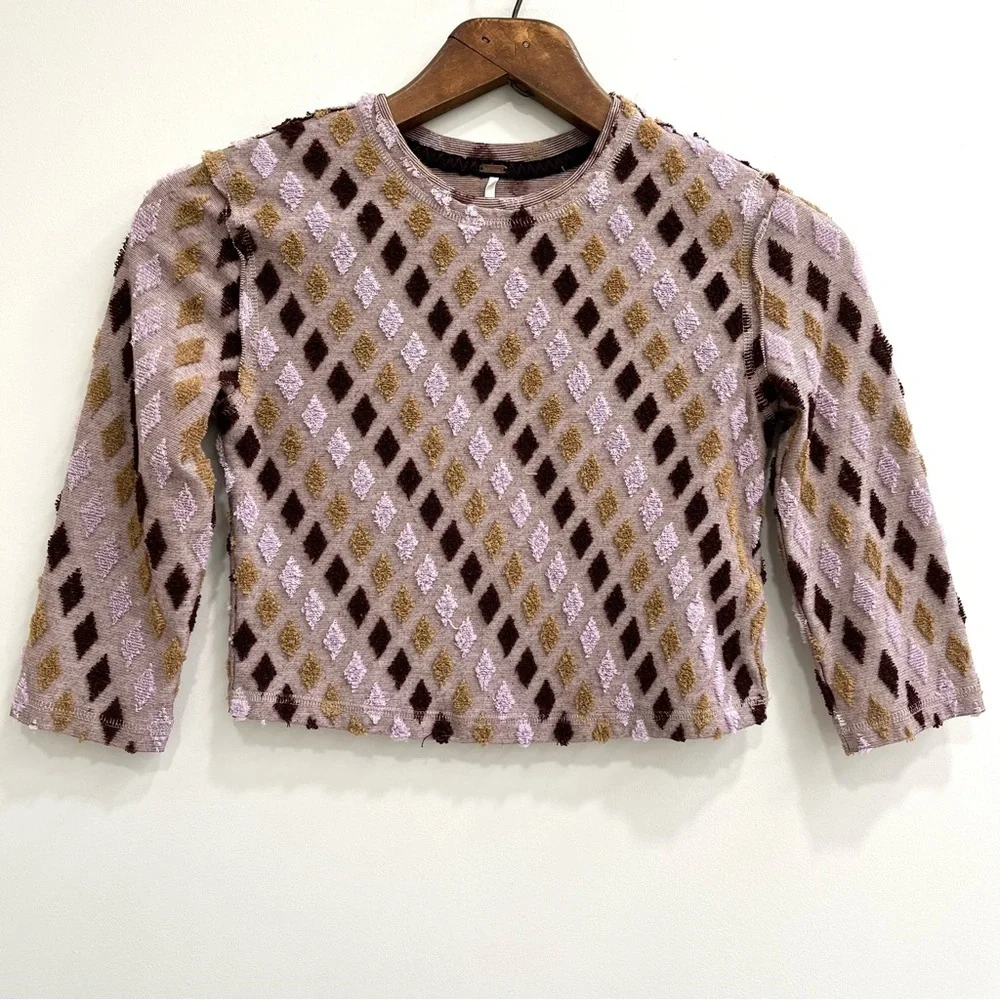Free People Magic Carpet Diamond Terry Cloth Tee Size XS